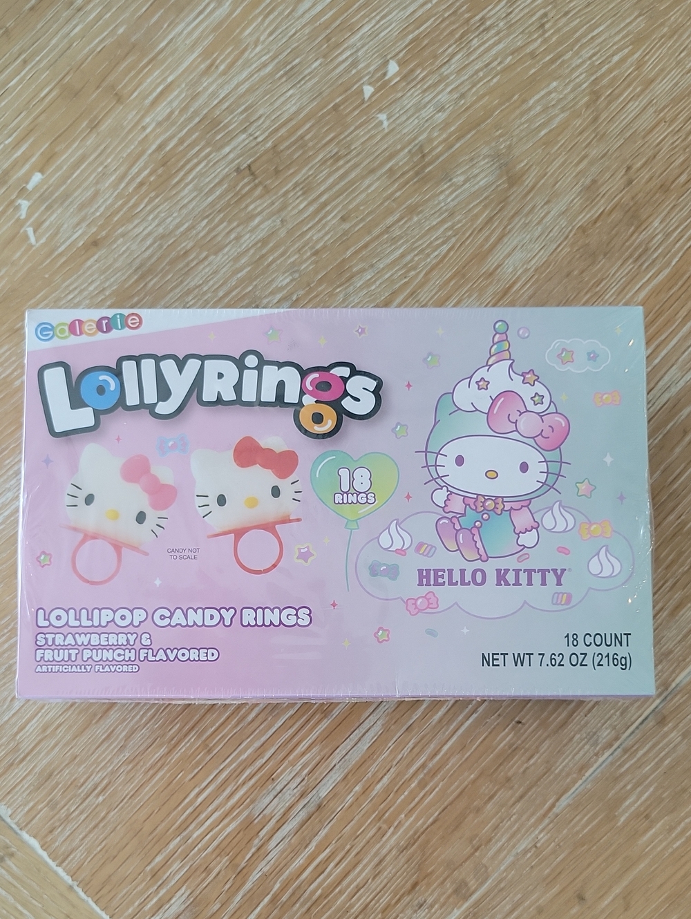 Hello Kitty Lollipop Camdy Rings Strawberry & Fruit Punch 18 Count NEW